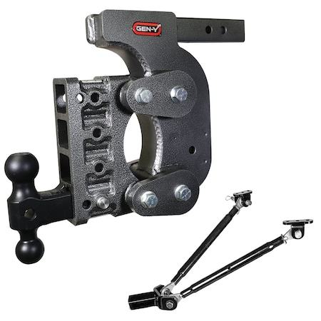 Gen-Y Hitch The BOSS TORSION-FLEX 2 in. Shank 12.5 in. Drop 1.7K TW 16K Hitch Dual-Ball Stabilizer GH-1414